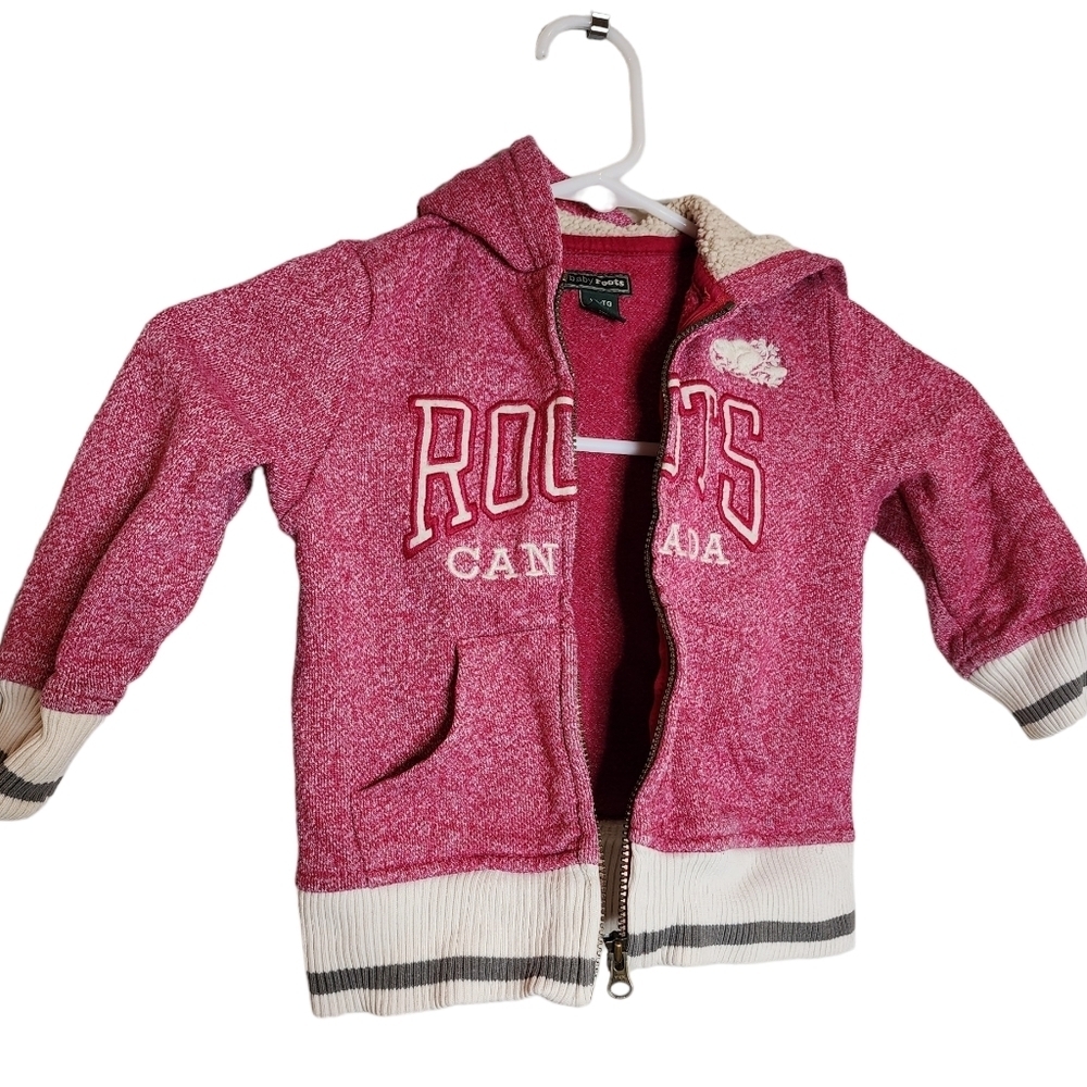 Roots Canada Baby Roots pink zip up hoodie.  18-24 months